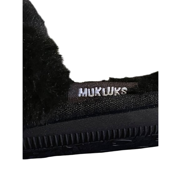 Muk Luks Womens Faux Fur Slide Slippers Black Size 8 Cozy Indoor/Outdoor Comfort - Picture 3 of 8